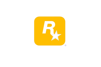 Logo de Rockstar Games: una 'R' mayúscula blanca y una estrella blanca contorneada en negro, dentro de un cuadrado amarillo con bordes redondeados sobre fondo blanco.