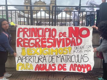 Un comité ciudadano respaldó la concentración en la Plaza de Bolívar y pidió garantizar el derecho al aprendizaje de niños y jóvenes con necesidades educativas especiales, ante temores por el cierre de servicios - crédito Fecode