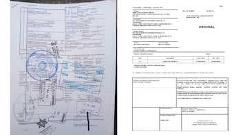 Primer plano de dos documentos oficiales: un conocimiento de embarque y una declaración de aduana, detallando una importación de arroz a Venezuela