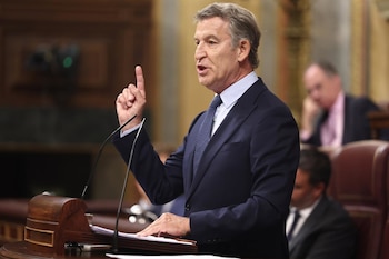 03/09/2026 El presidente del Partido Popular, Alberto Núñez Feijóo, interviene durante una sesión plenaria en el Congreso de los Diputados, a 3 de septiembre de 2026, en Madrid (España). Sánchez comparece este jueves ante el Pleno del Congreso para informar sobre la gestión del Ejecutivo en relación con los hechos ocurridos en Ceuta desde el pasado 30 de julio y sobre la situación que atraviesa la ciudad autónoma.
POLITICA
Eduardo Parra - Europa Press