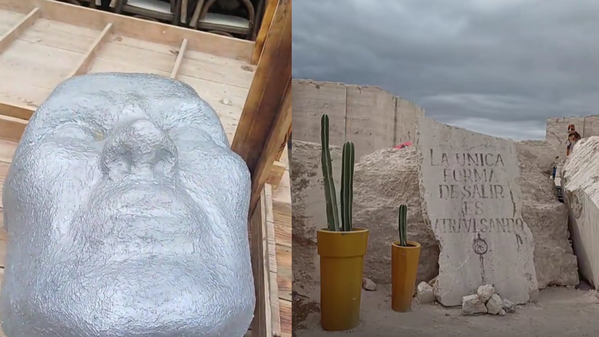 La boda de Un tal Fredo genera críticas por escenografía y mobiliario abandonados en el área protegida de Minas de Mármol, considerada basura por usuarios. ((TikTok/@lizeth_cardenas87))