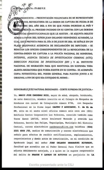 El 31 de julio es la fecha prevista para el regreso del expresidente Juan Orlando Hernández a Honduras