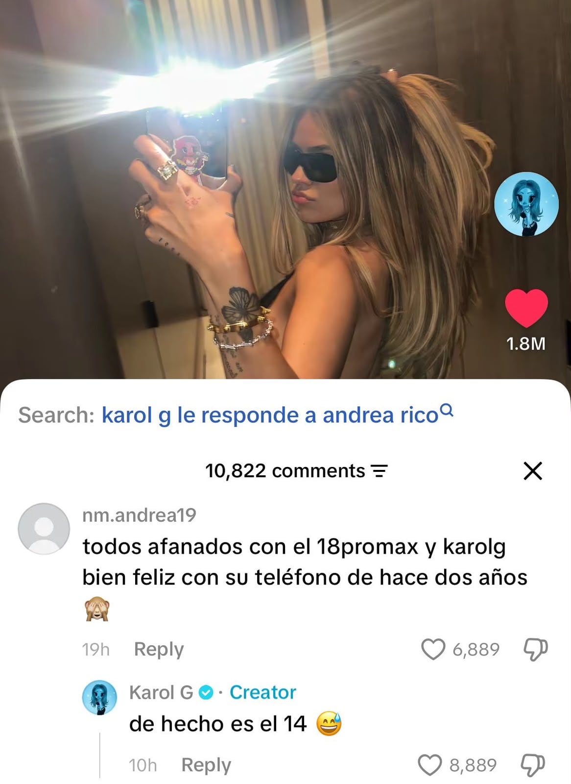Karol G aclaró desde cuándo usa el teléfono que mostró en TikTok - crédito Karol G