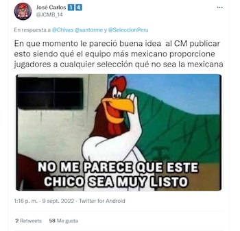 Reventaron a las Chivas por presumir la convocatoria de Santiago Ormeño con Perú (Foto: Twitter/@)