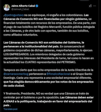 El presidente de Fenalco, Jaime