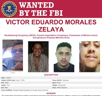 es señalado de ser uno de los delincuentes de más alto rango dentro de la MS-13 (Mara Salvatrucha), la organización criminal más peligrosa de Honduras - crédito FBI / sitio web