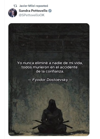 El mensaje que publicó Sandra Pettovello, que fue reproducido por el presidente Milei