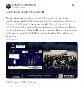 El congresista Carlos Motoa afirmó