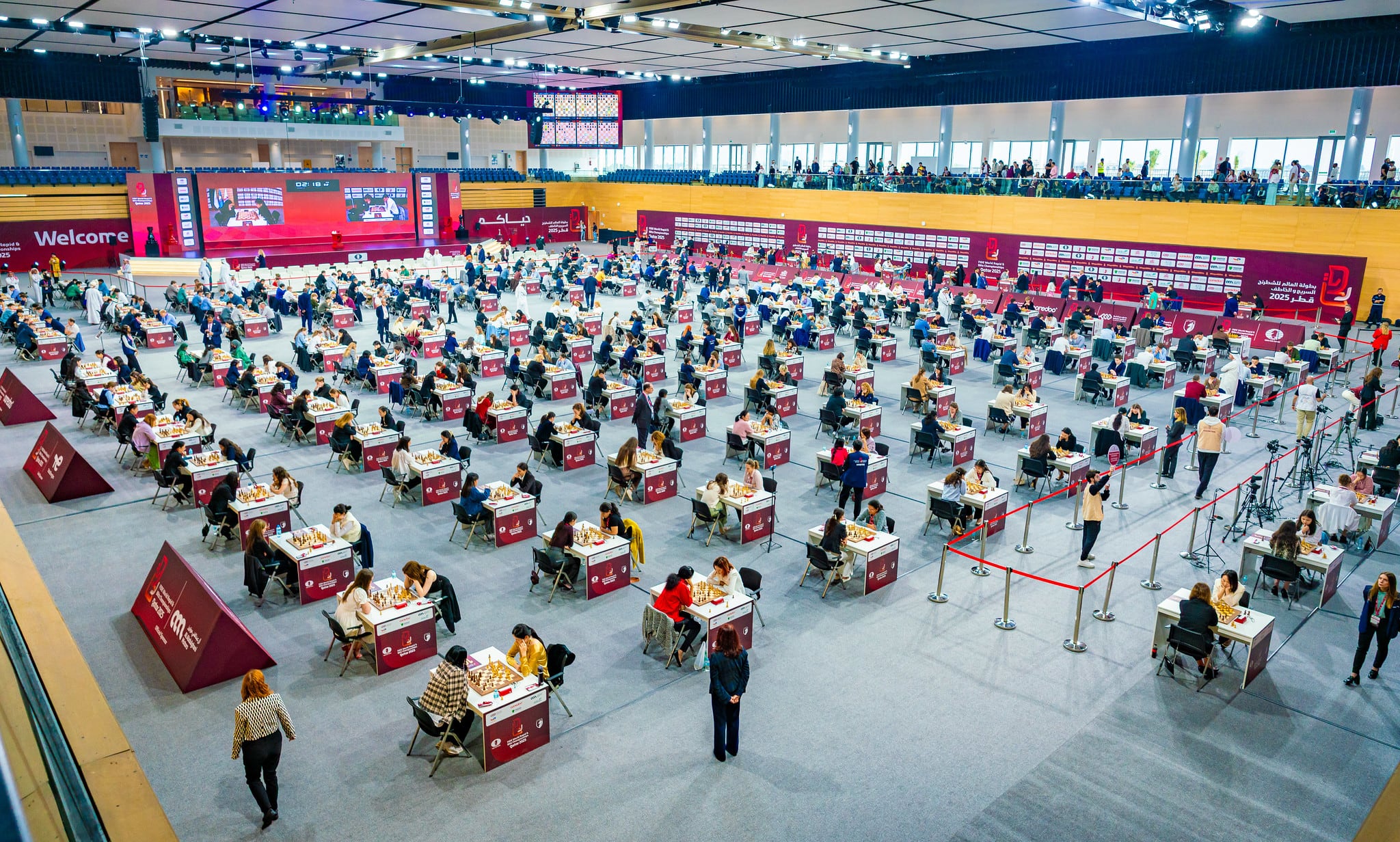 El Complejo Deportivo y de Eventos, en el campus de la Universidad de Qatar, sede del Mundial de Ajedrez