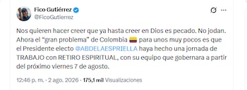 El alcalde Federico Gutiérrez defendió el retiro espitirual en el que participó el gabinete de De la Esprierlla - crédito @FicoGutierrez/X