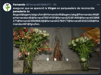 Aseguran que la Virgen se apareció en un parqueadero de una panadería de Bogotá