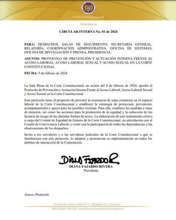 Protocolo de la Corte Constitucional