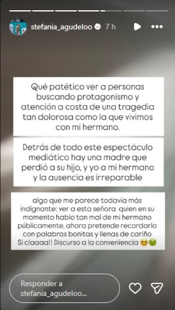 Stefania Agudelo, hermana del artista, criticó la exposición mediática de la DJ y la acusó de buscar atención tras la tragedia - crédito @stefania_agudeloo/Instagram