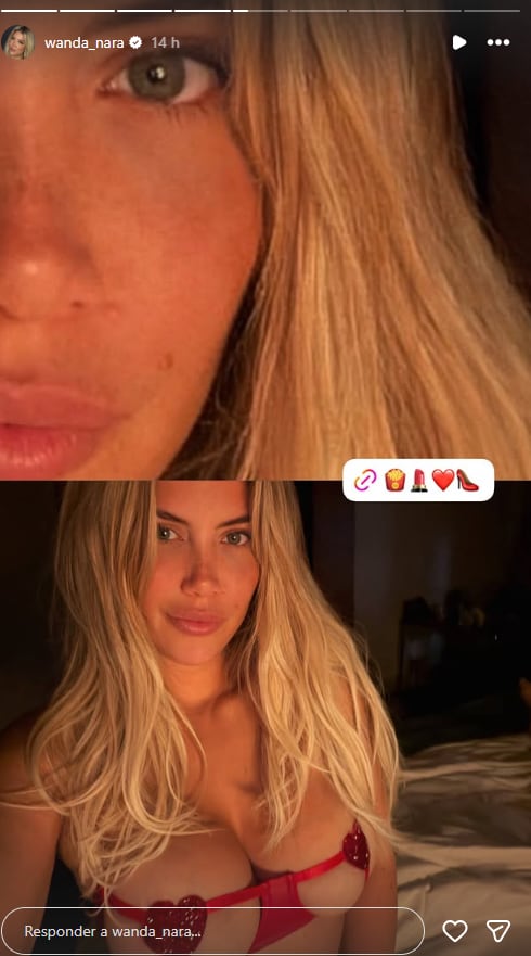 Con lencería diminuta en color rojo, la empresaria dejó vislumbrar parte del contenido que publicó en una plataforma con contenido para adultos (Instagram)