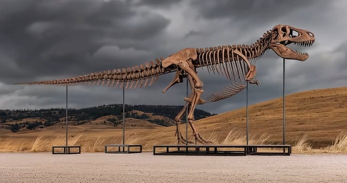 La subasta de Gus, un T. rex de los esqueletos más completos hallados, abrió un debate científico sobre el acceso a los fósiles (YouTube:@sothebys)