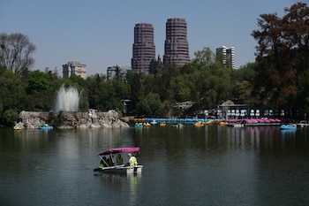 El foro se ubica a un costado del lago, por lo que la experiencia combina el concierto con el paisaje del bosque al atardecer. No se requiere registro previo. (AP Foto/Marco Ugarte)