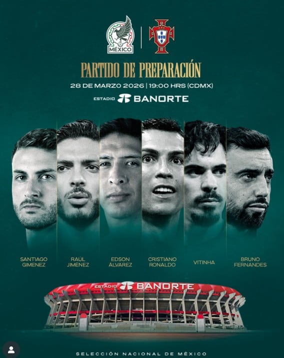 El Tricolor reinaugura el Estadio Azteca ante Portugal de Cristiano Ronaldo.