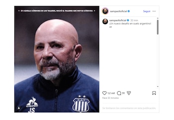 El posteo de Sampaoli sobre su llegada al elenco cordobés (@sampaolioficial)