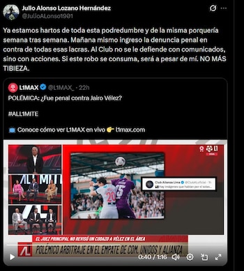Alianza Lima – Julio Alonso Lozano Hernández - Comerciantes Unidos – Augusto Menéndez – Liga 1 – Perú – deportes – 27 julio