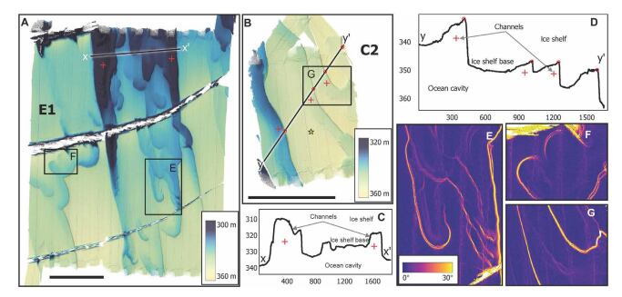 Imágenes del estudio de la topografía de la Antártida