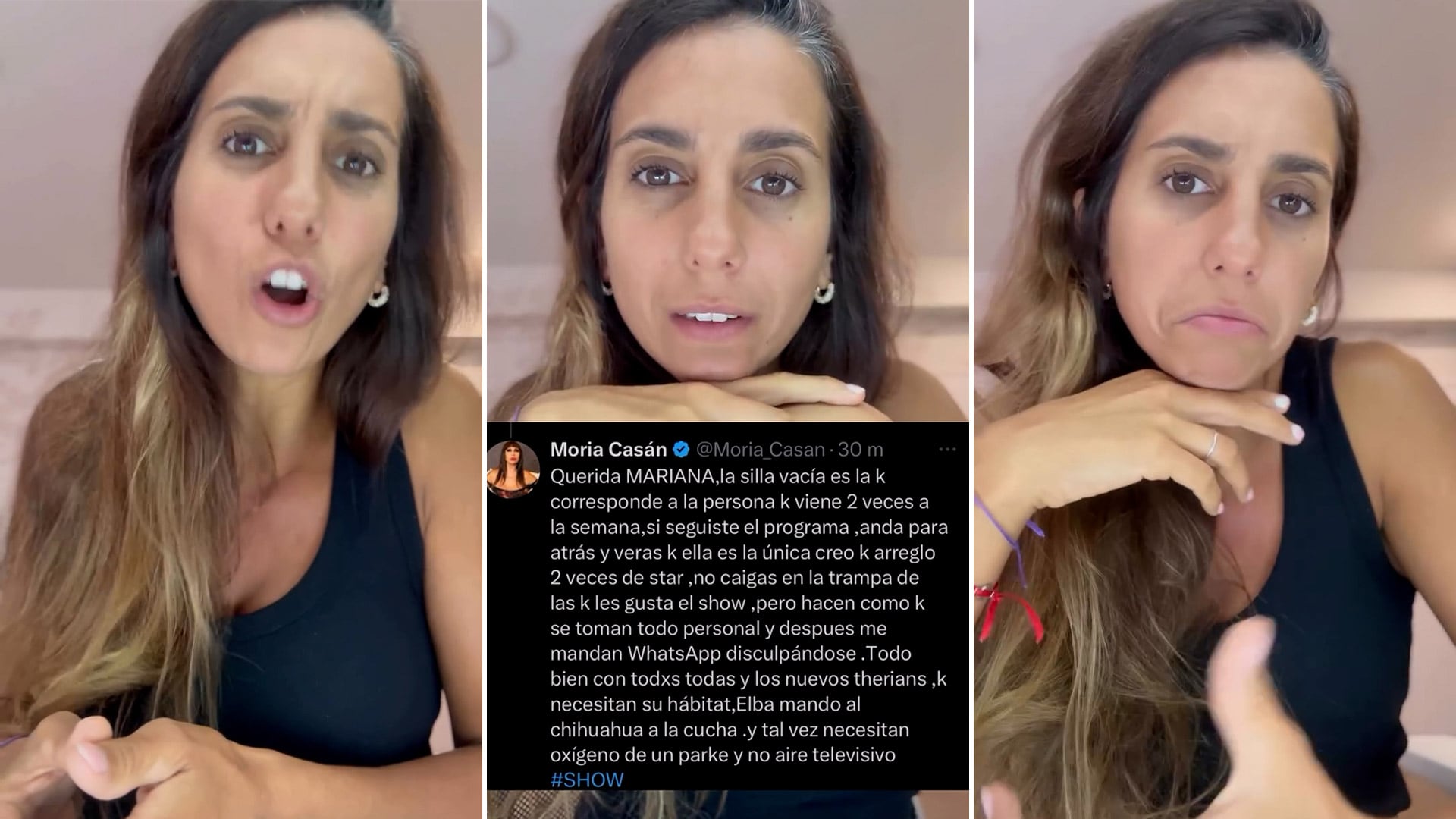 Cinthia Fernández usó sus redes sociales para responderle a Moria Casán