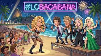 Shakira aspira a meterse en los Récord Guinness como uno de los conciertos de mayor cantidad de público reunido en la historia - crédito Ilustración Infobae sobre fotos de Reuters y AP