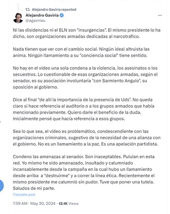 Alejandro Gaviria rechazó amenazas contra