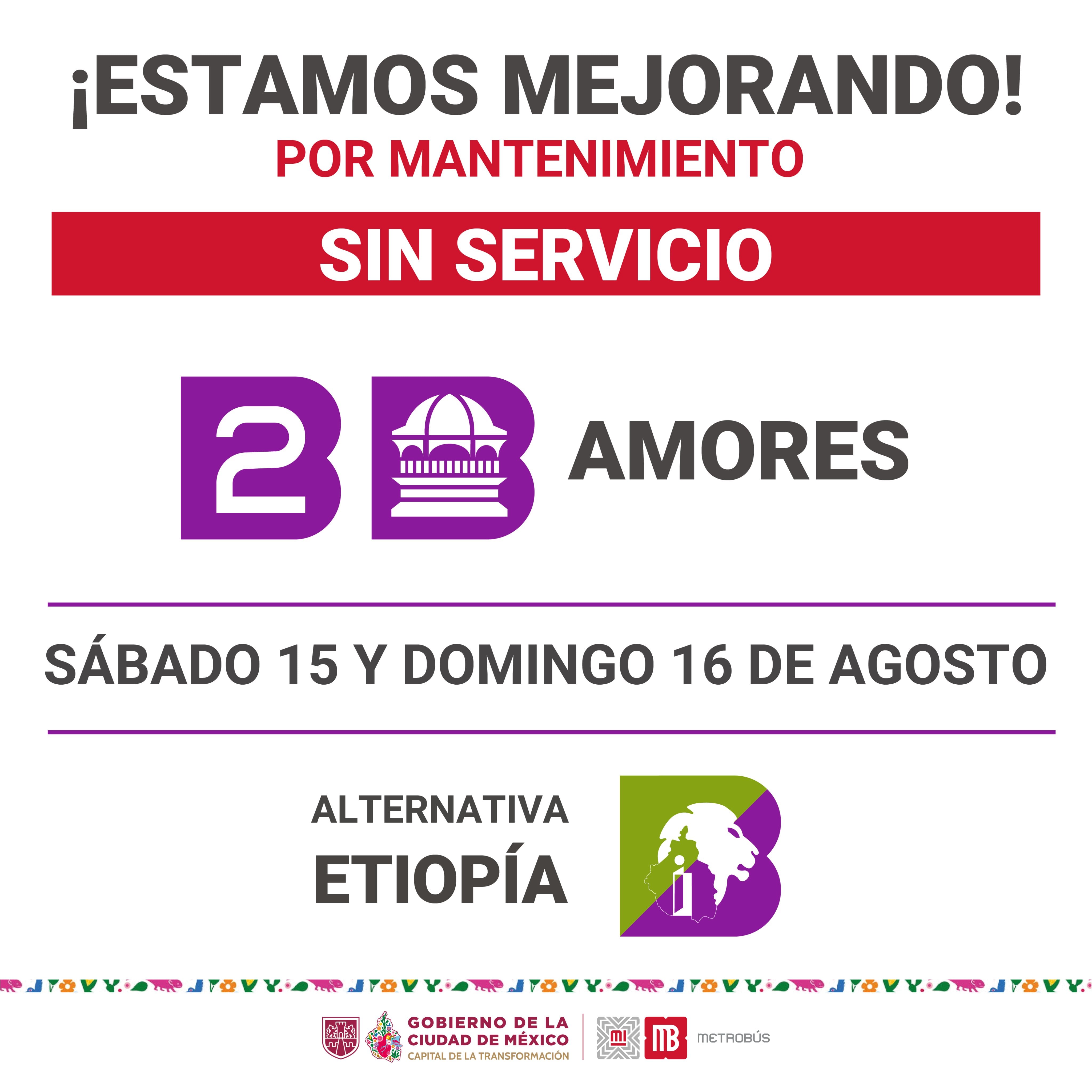La Línea 2 del Metrobús de la CDMX no brindará servicio los días 15 y 16 de agosto.
Crédito: Metrobús
