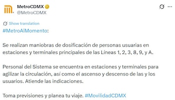 Avance en tiempo real de las diversas líneas del Sistema de Transporte Colectivo (STC) capitalino.