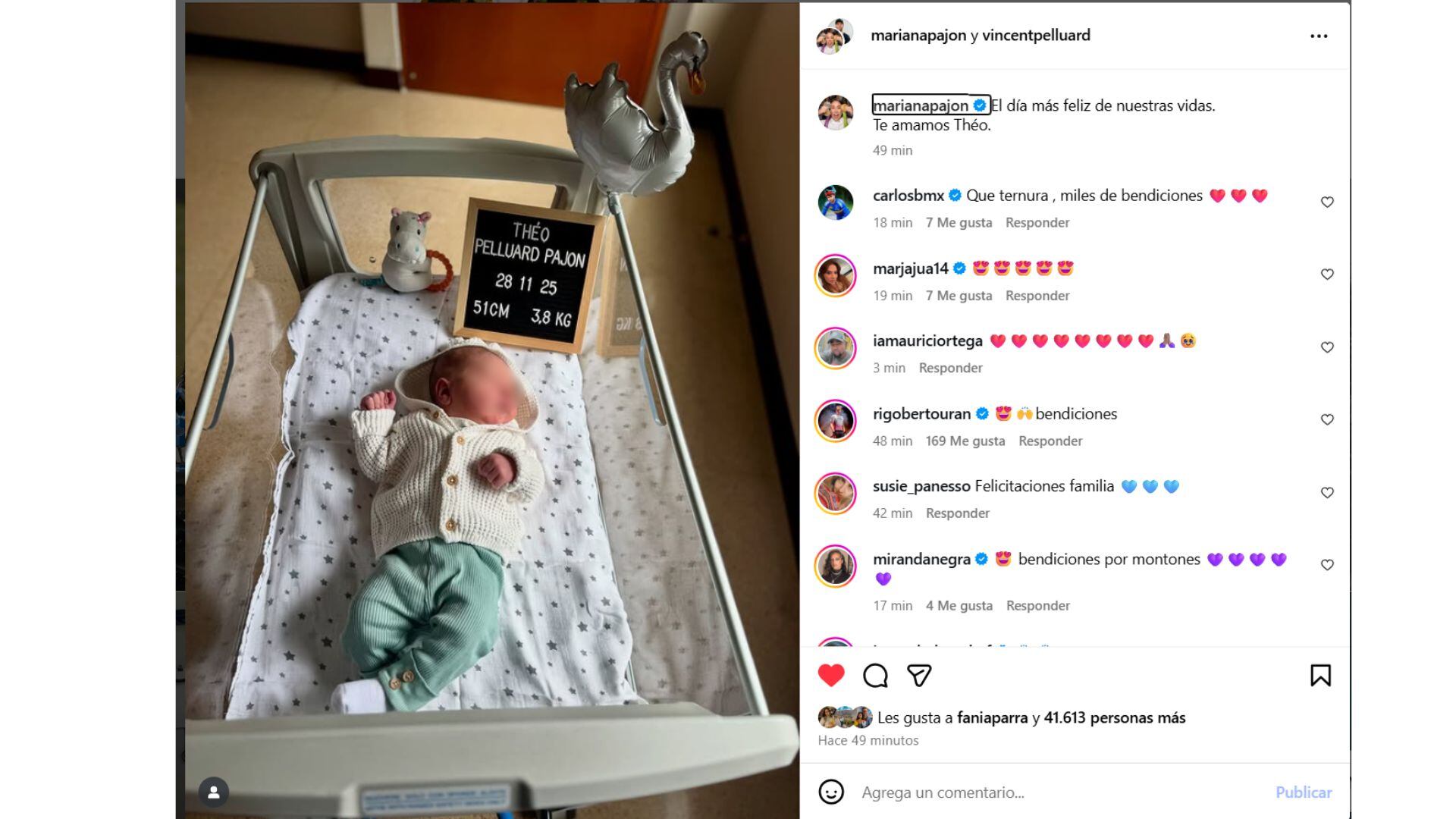 Publicación de Mariana Pajón sobre su hijo y el nombre que eligió para él - crédito Instagram/Mariana Pajón