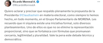 Con su publicación, Monreal desactiva