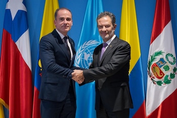 El canciller Omar Bula Escobar sostuvo una reunión con Amado Philip de Andrés, representante regional de Unodc -crédito Cancillería