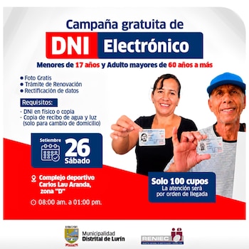 La campaña permitirá que los vecinos que forman parte de los grupos beneficiarios efectúen sus trámites de manera gratuita - Créditos: Municipalidad de Lurín.