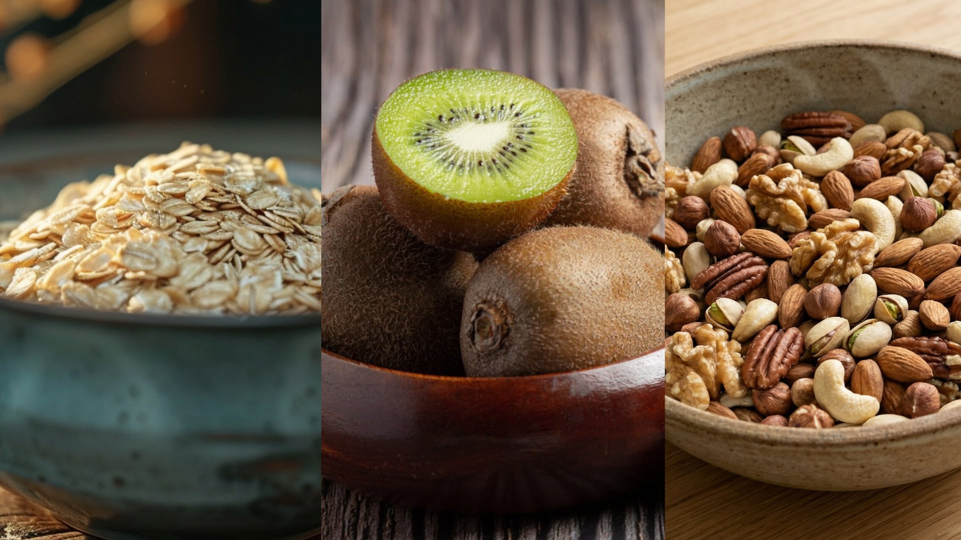 La avena, los kiwis y los frutos secos aportan fibra, compuestos beneficiosos y nutrientes que favorecen la microbiota intestinal y contribuyen a una mejor regulación del tránsito digestivo (Imagen Ilustrativa Infobae)