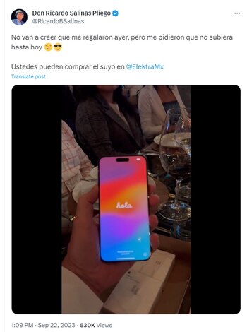 (Impresión de pantalla X @RicardoBSalinas)
