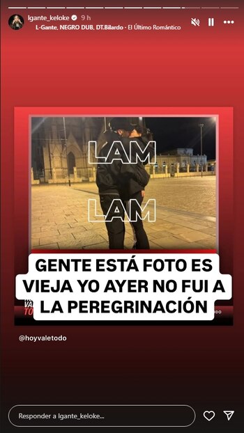 L-Gante compartió la foto en Instagram y dio su versión de los hechos