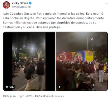 Vicky Dávila arremete contra Petro y Cepeda - crédito @VickyDavilaH/X