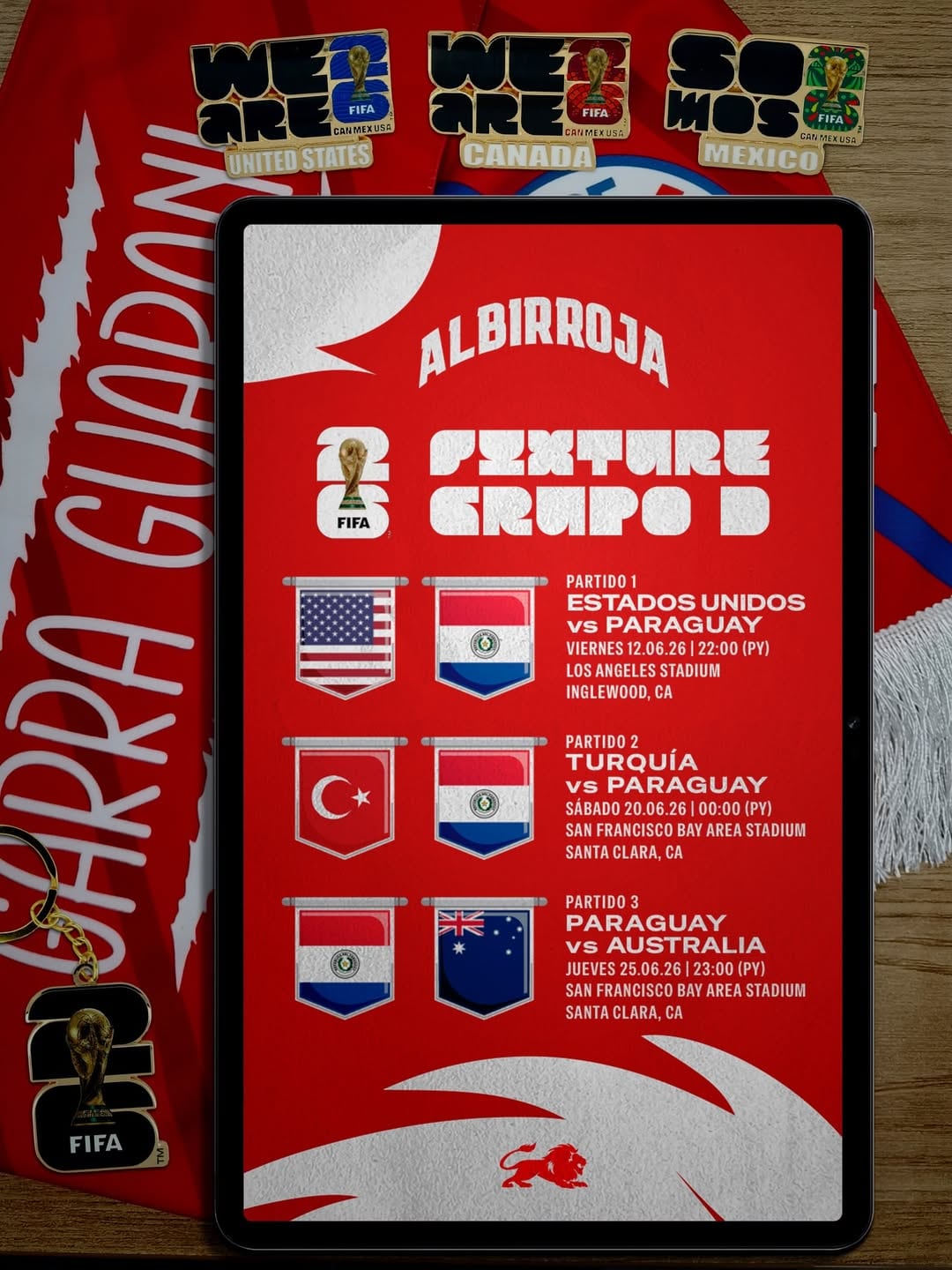 El fixture de Paraguay en el Mundial 2026. Crédito: Instagram La Albirroja.