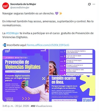 La convocatoria irá hasta el lunes 27 de julio de 2026 - crédito @secredistmujer/X