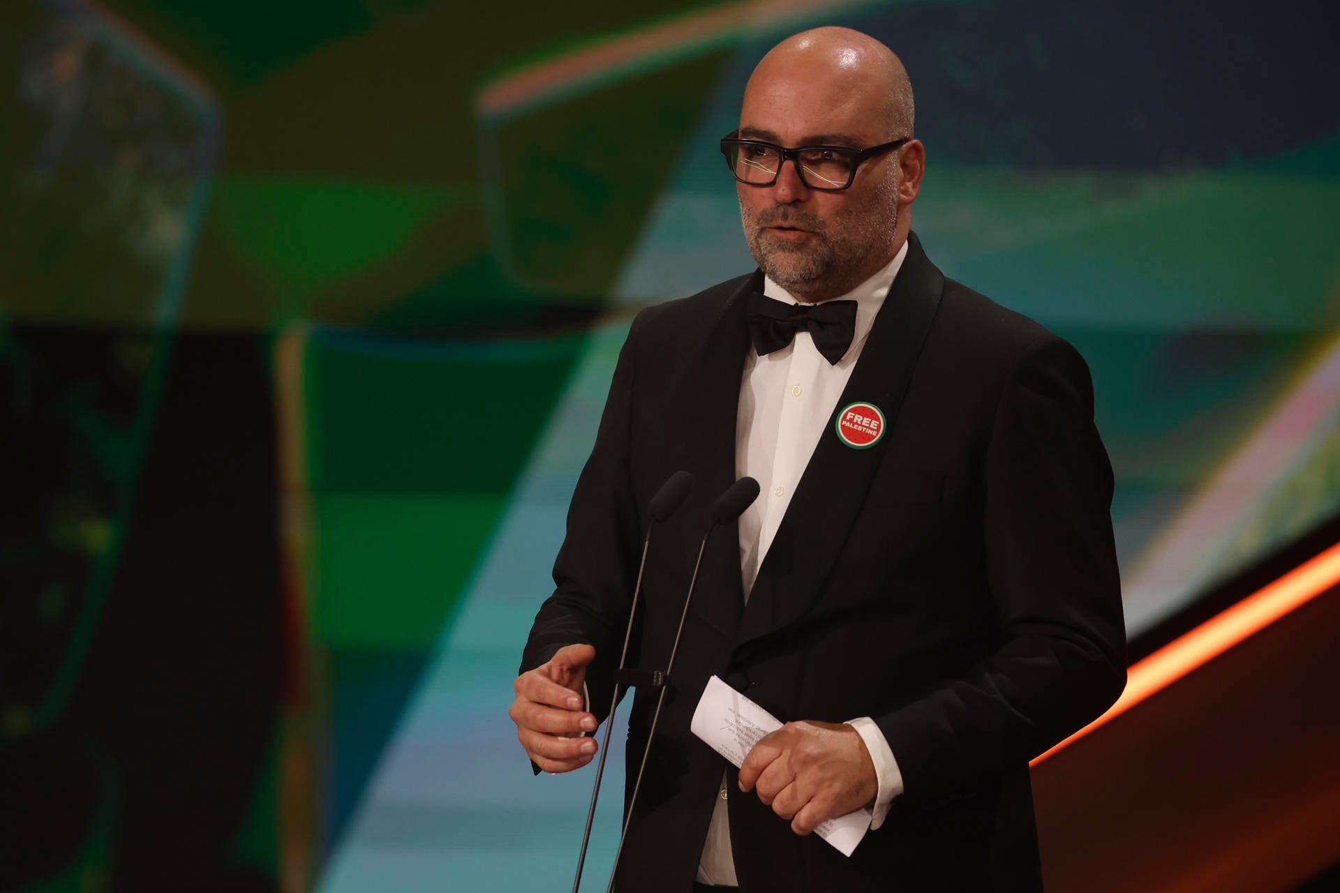 Oiol Maymó, ganador del Goya a Mejor dirección de producción, durante la 40ª edición, celebrada en Barcelona. / EFE