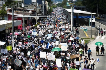 Manifestantes en una protesta contra