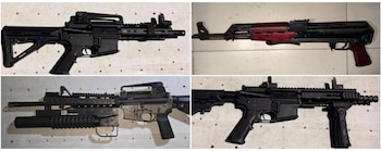 Rifles asegurados en el operativo contra el Coco Ranas. Crédito: SSP Sinaloa