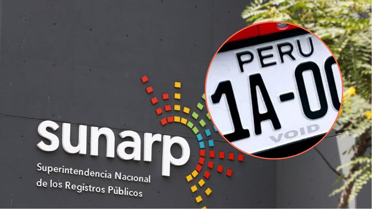Placa vehicular. (Foto: Composición Infobae / Sunarp)