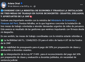 Así informó la congresista sobre