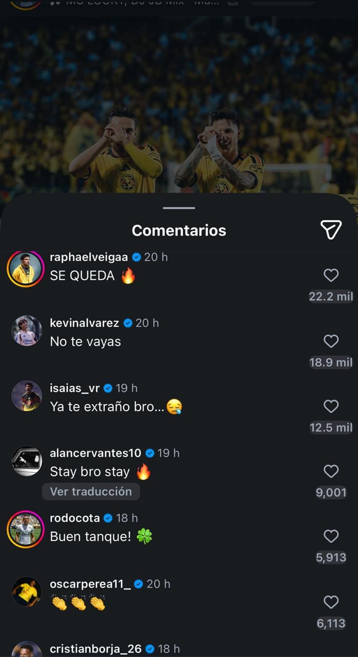 Compañeros azulcremas expresan su apoyo al Rayito en redes, mientras la afición impulsa una campaña para que se quede en Coapa. (Captura Instagram)