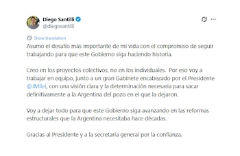 Javier Milei confirmou que Diego Santilli é o chefe de equipe de expressão