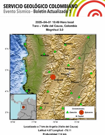 El sismo ocurrió cerca a