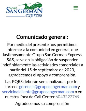 Imagen del comunicado del Grupo