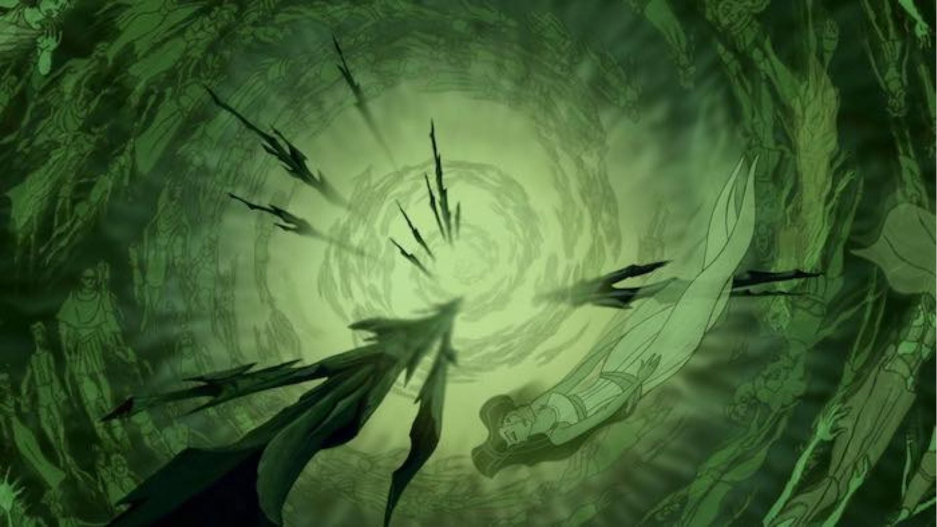 La presencia del verde en escenas decisivas refuerza la atmósfera de misterio y maldad (foto: IMDb/Captura)