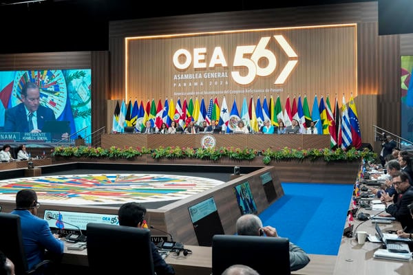 Fotografía general del segundo día de la 56ª Asamblea General de la Organización de los Estados Americanos (OEA) en Ciudad de Panamá (Panamá). EFE/ Walter Hurtado.